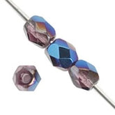 Czech Fire Polished Beads Strung 4mm Amethyst Azuro 45pcs